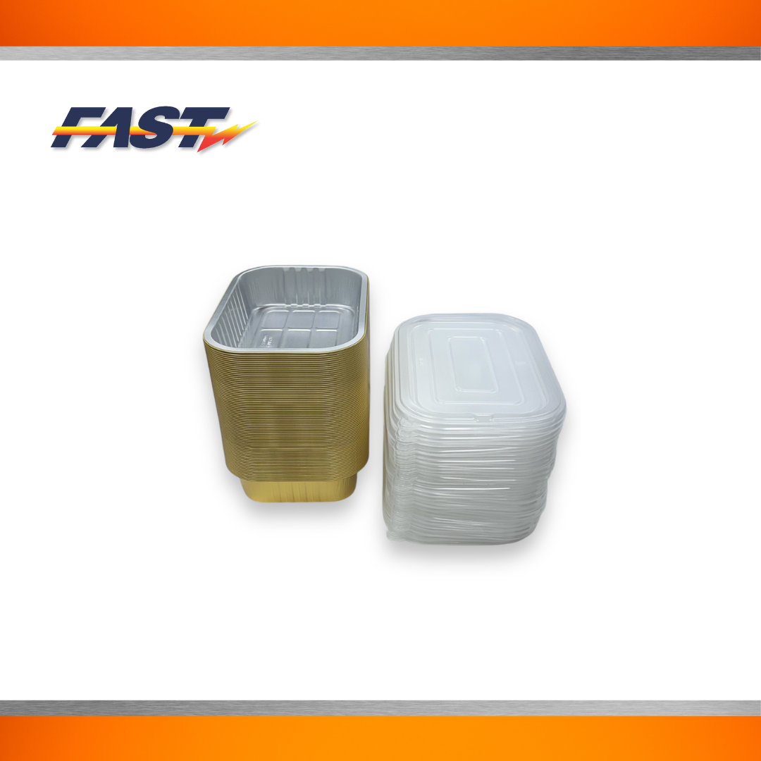 Gold Aluminum Rectangular Container with Plastic Lid 154oz.