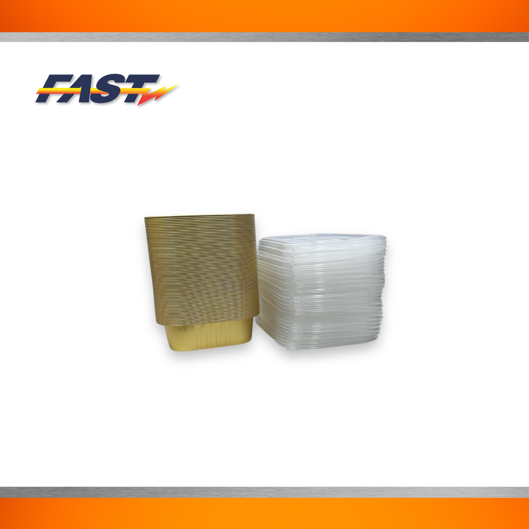 Gold Aluminum Rectangular Container with Plastic Lid 154oz.