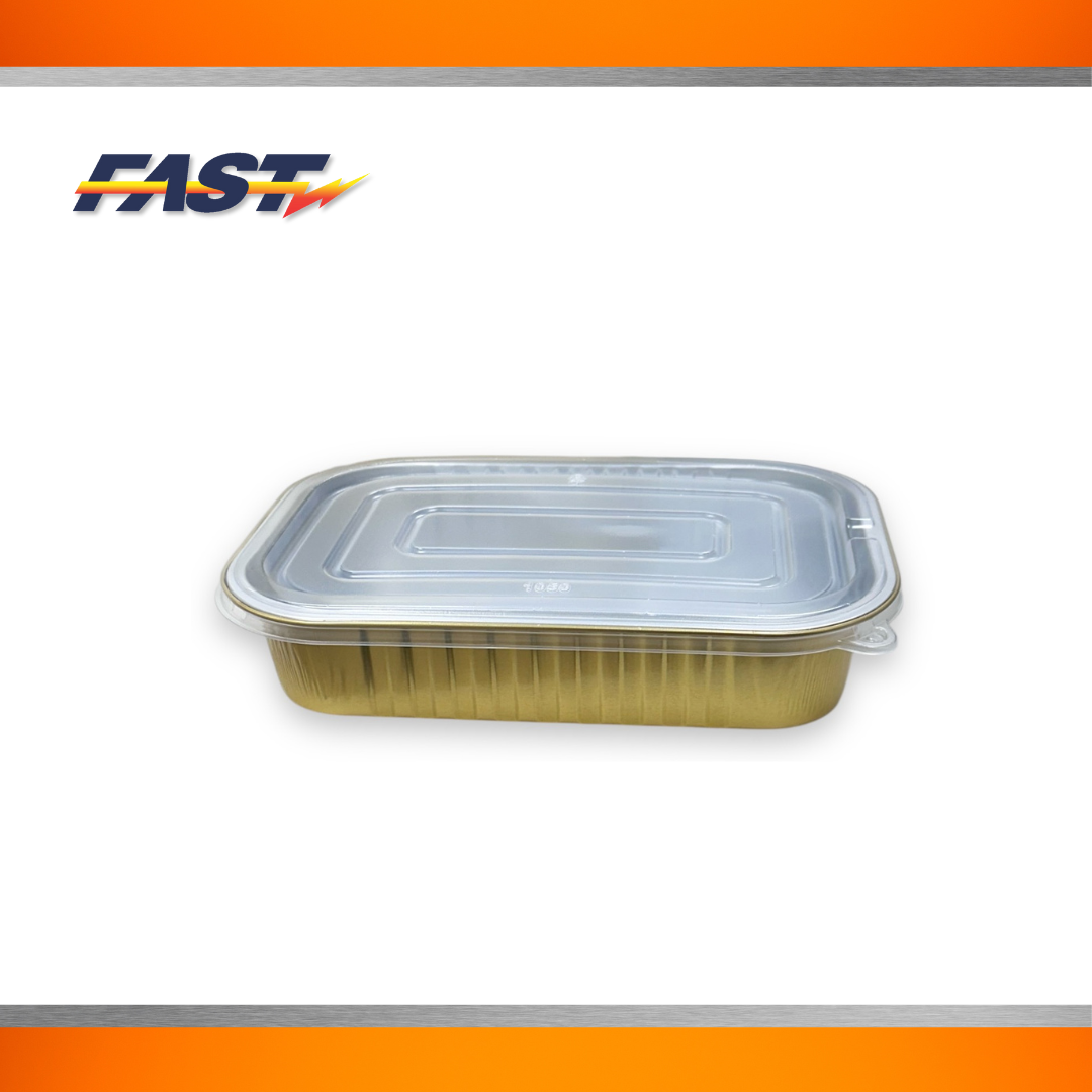 Gold Aluminum Rectangular Container with Plastic Lid 154oz.