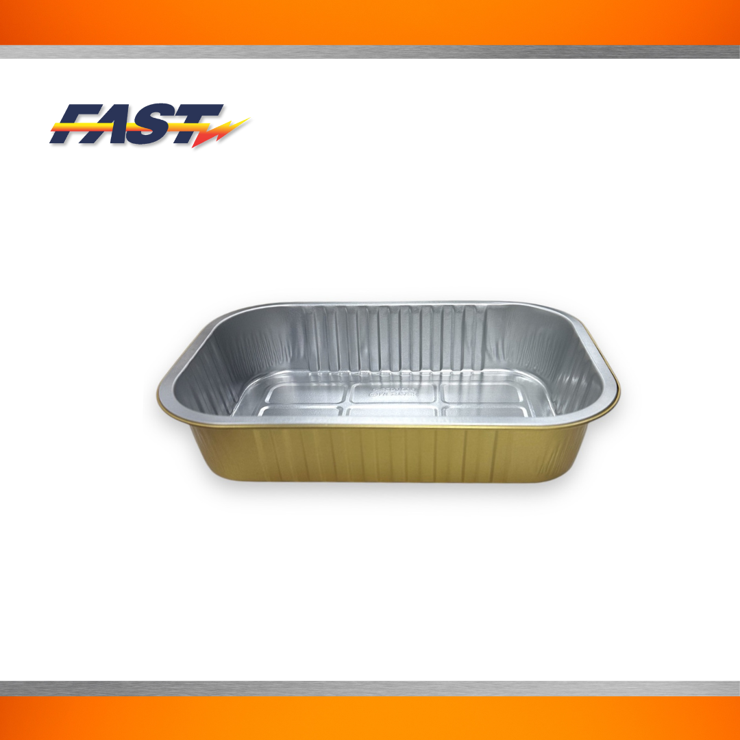 Gold Aluminum Rectangular Container with Plastic Lid 154oz.