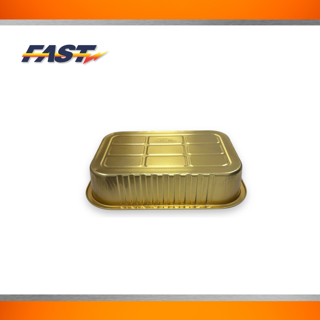 Gold Aluminum Rectangular Container with Plastic Lid 154oz.