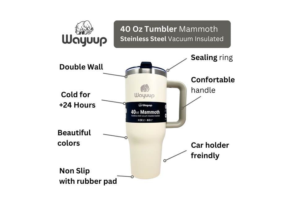 Wayuup - Mammoth 40oz Tumbler Color Bone - CUSTOM