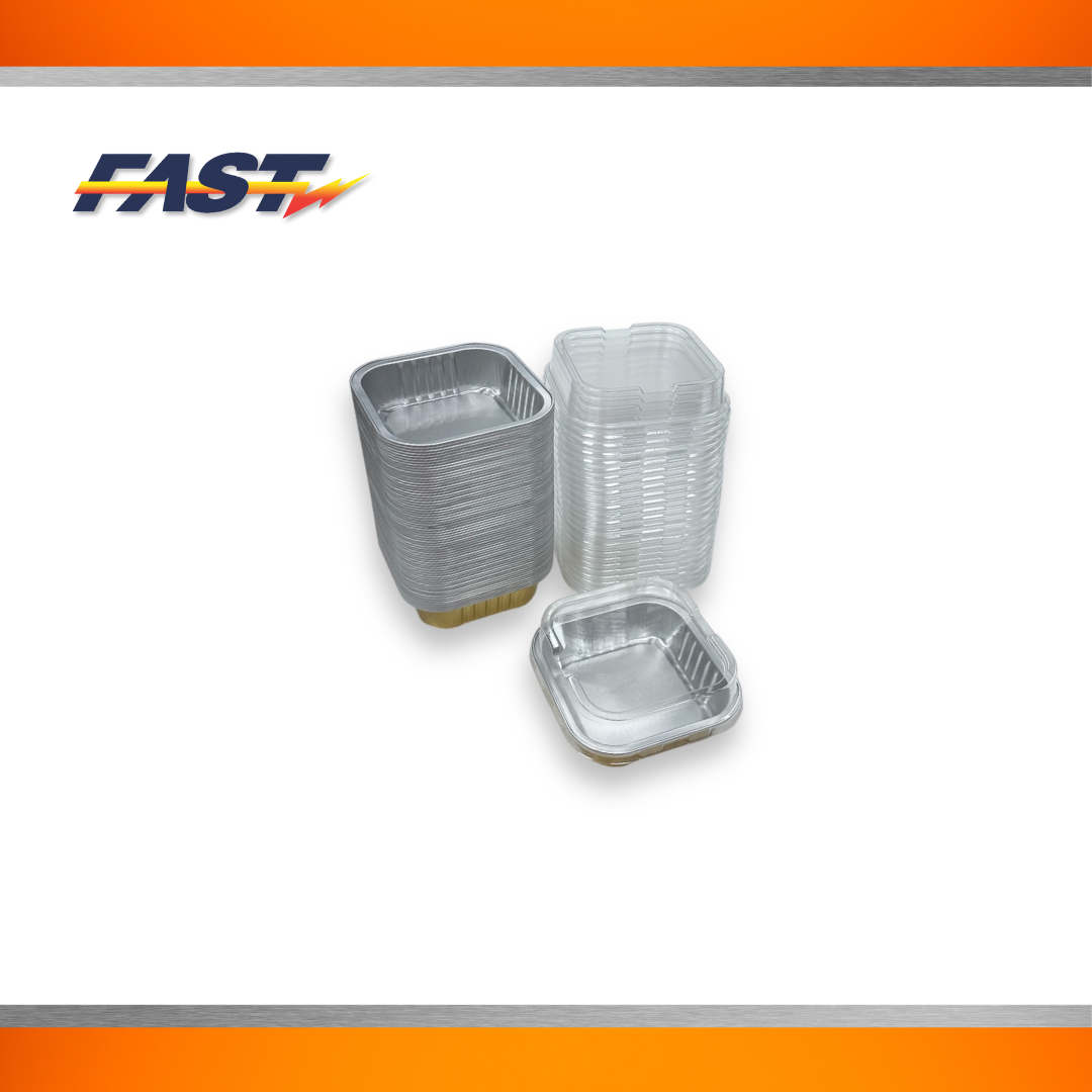 Gold Aluminum Square Container with Plastic Lid 4oz.