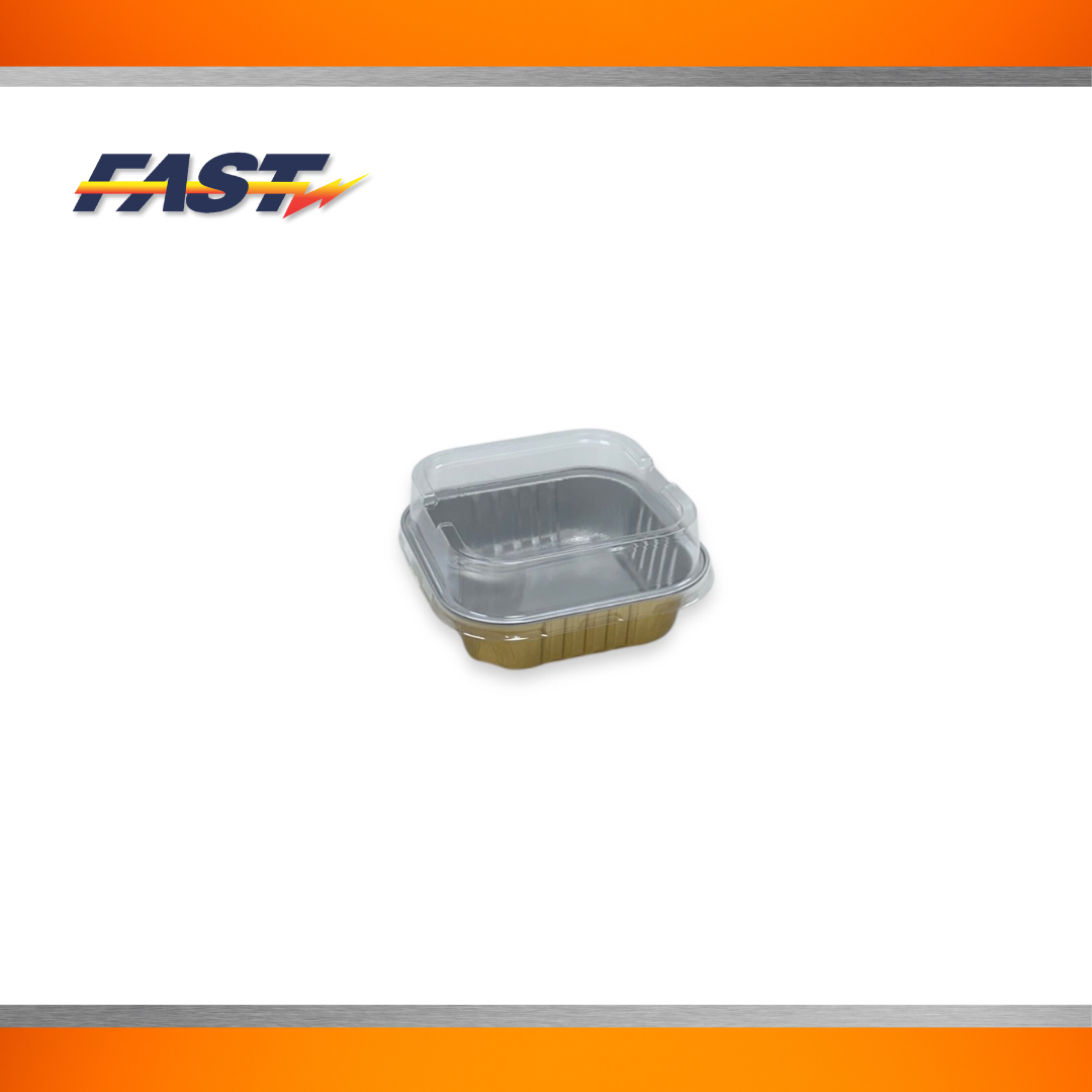 Gold Aluminum Square Container with Plastic Lid 4oz.