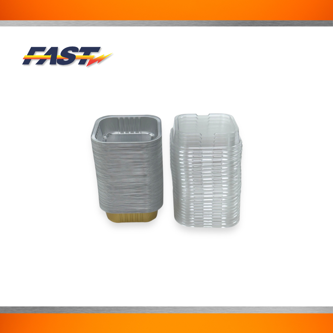 Gold Aluminum Square Container with Plastic Lid 4oz.