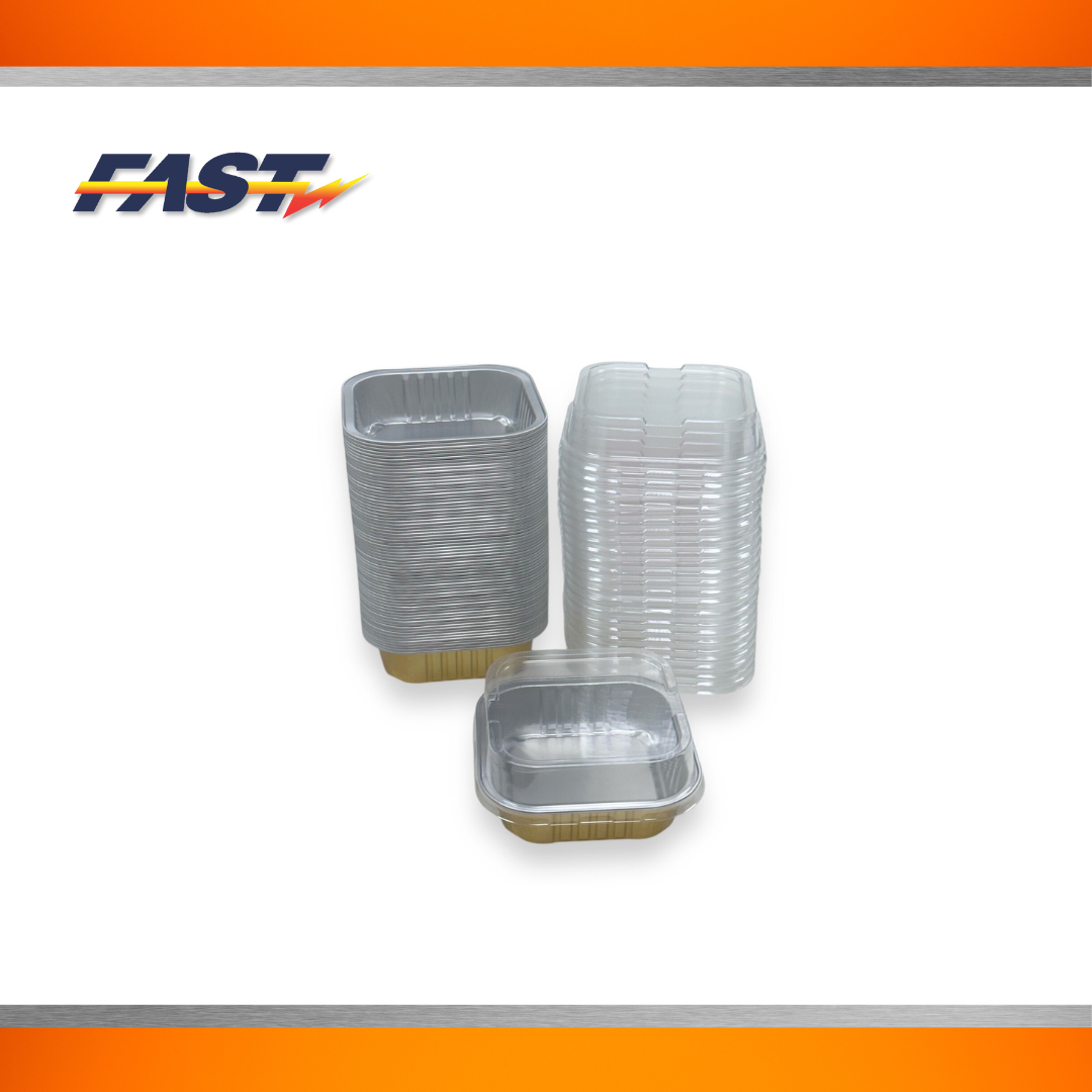 Gold Aluminum Square Container with Plastic Lid 4oz.