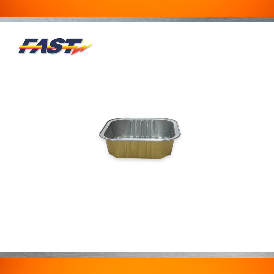Gold Aluminum Square Container with Plastic Lid 4oz.