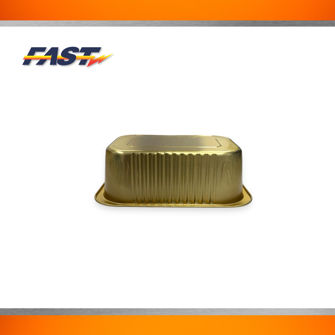 Gold Aluminum Rectangular Container with Plastic Lid 112oz.