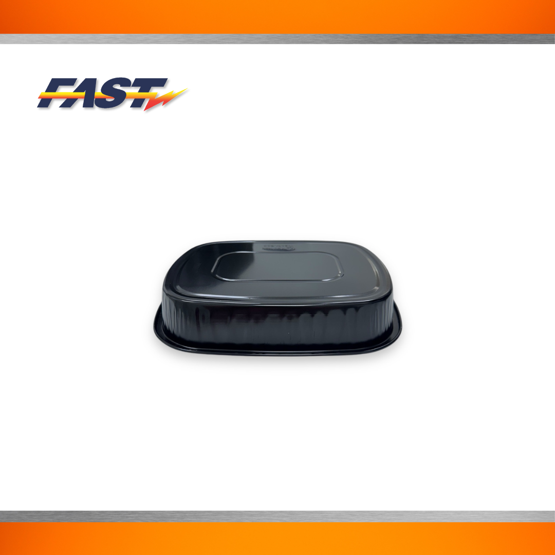 Black / Gold Aluminum Oval Container with Plastic Lid 26.5oz.