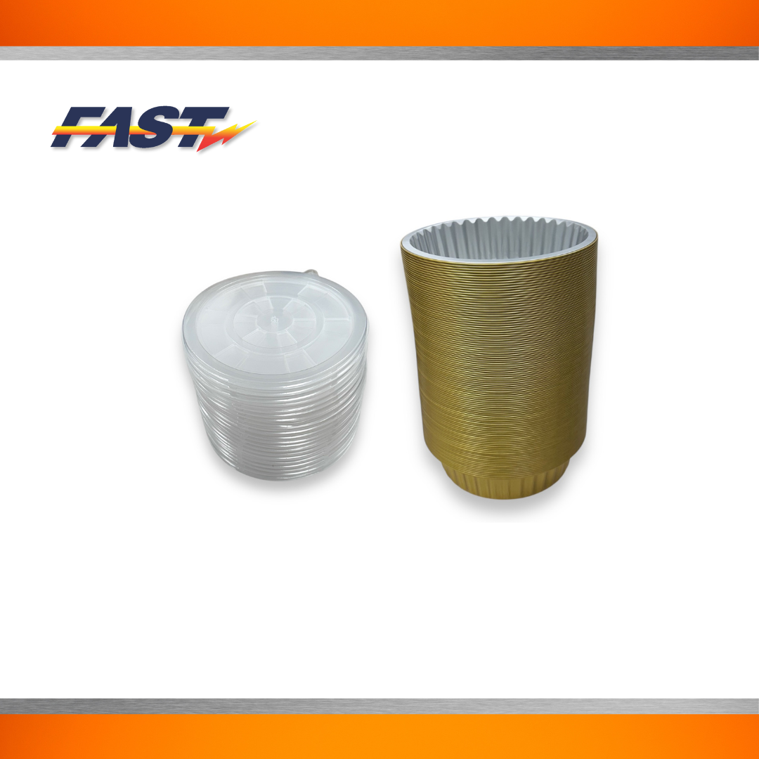 Gold Aluminum Round Container wit Plastic Lid 8"