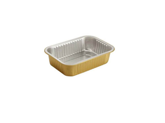 Gold Aluminum Rectangular Container with Plastic Lid 26oz.