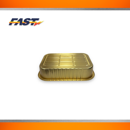 Gold Aluminum Rectangular Container with Plastic Lid 34oz.