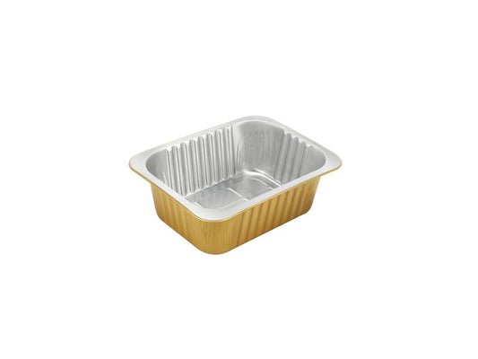 Gold Aluminum Rectangular Container with Plastic Lid 61.5oz