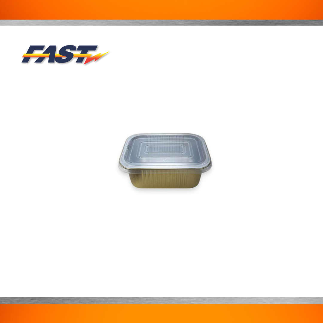 Gold Aluminum Rectangular Container with Plastic Lid 61.5oz