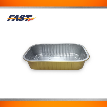 Gold Aluminum Rectangular Container  with Plastic Lid 75oz.