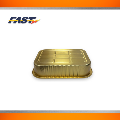 Gold Aluminum Rectangular Container  with Plastic Lid 75oz.