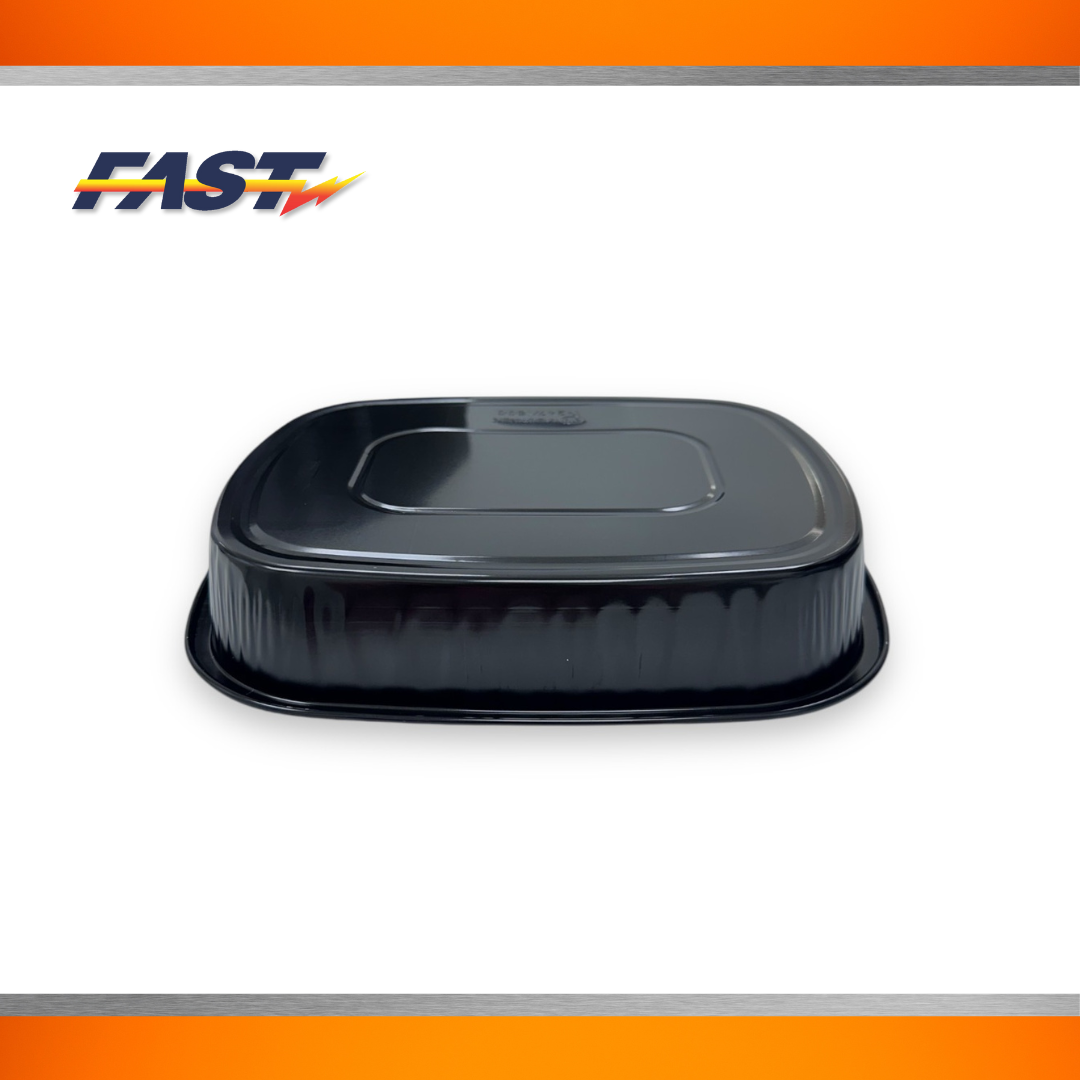 Black & Gold Aluminum Oval Container with Plastic Lid