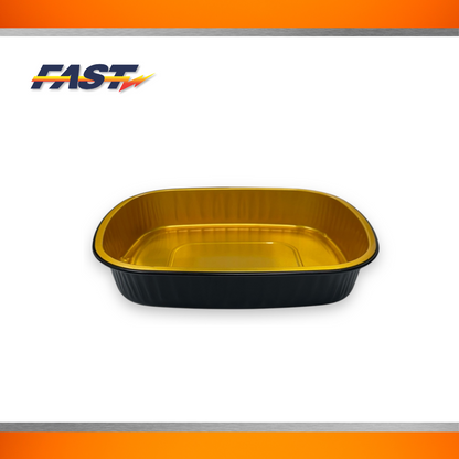 Black & Gold Aluminum Oval Container with Plastic Lid