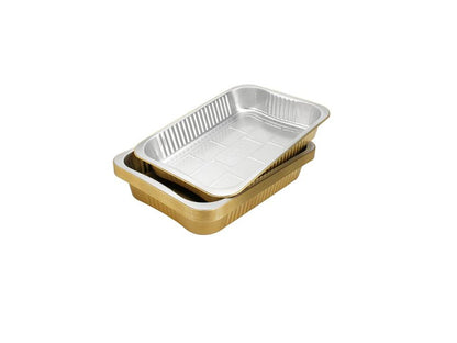 Gold Aluminum Rectangular Container  with Plastic Lid 154oz.