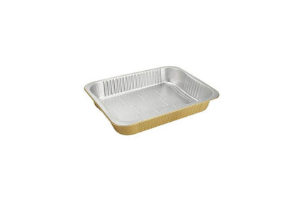 Gold Aluminum Rectangular Container  with Plastic Lid 154oz.