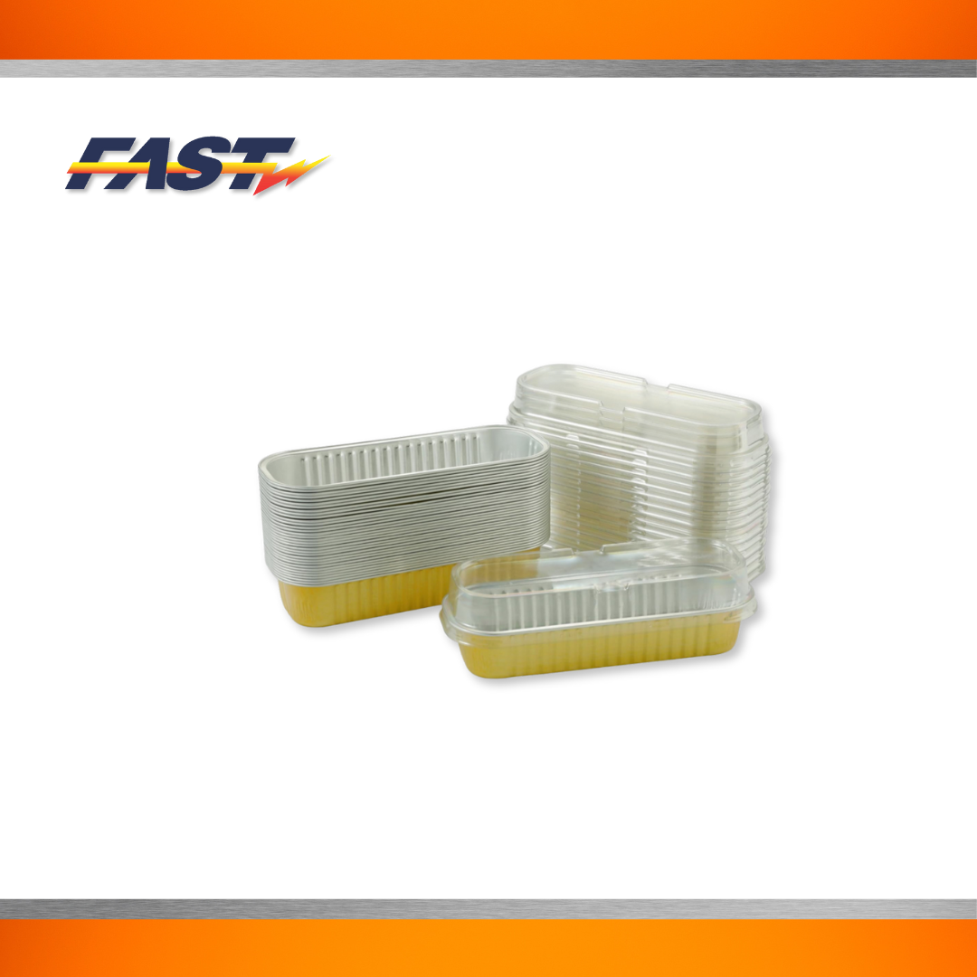 Gold Aluminum Rectangular Container with Plastic Lid 6oz.