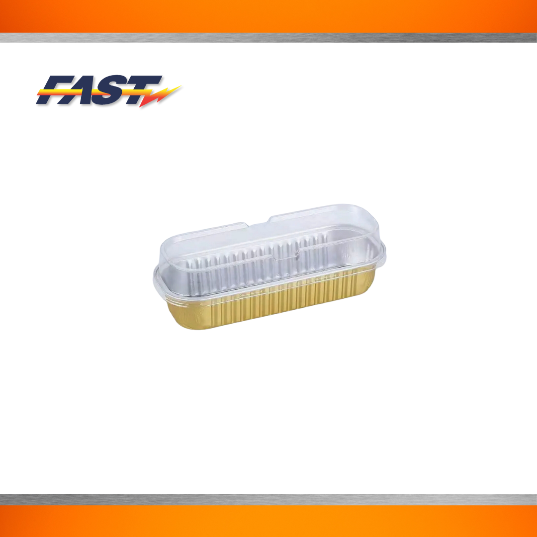 Gold Aluminum Rectangular Container with Plastic Lid 6oz.