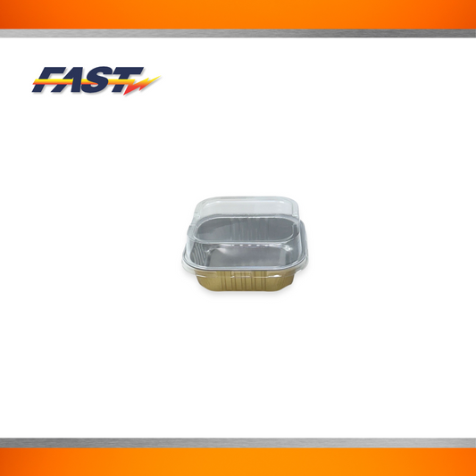 Gold Aluminum Square Container with Plastic Lid 4oz.