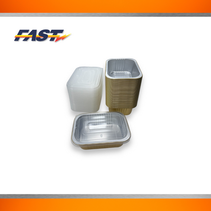 Gold Aluminum Rectangular Container  with Plastic Lid 32oz.