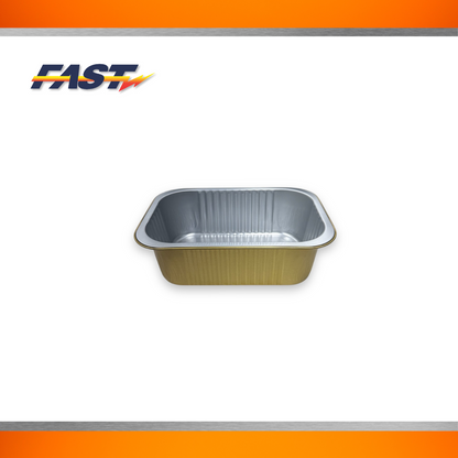 Gold Aluminum Rectangular Container  with Plastic Lid 32oz.