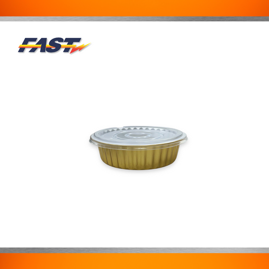 Gold Aluminum Round Container with Plastic Lid 6"